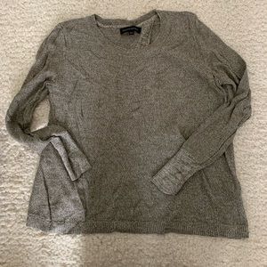 Marled olive sweater with open back detail